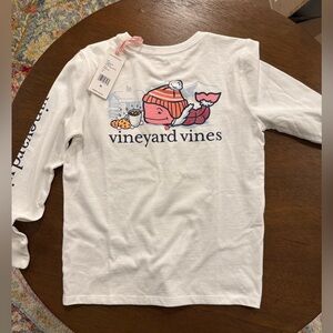 Vineyard Vines Kids White and Orange Long Sleeve Tee Winter Size M